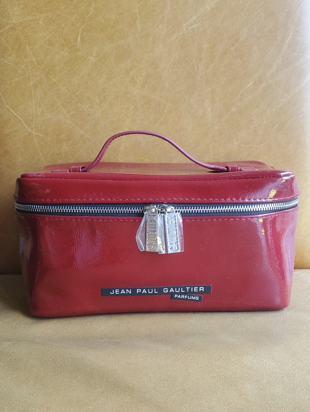 Jean Paul Gaultier Red Patent Travel Cosmetuc Toiletey Bag Case